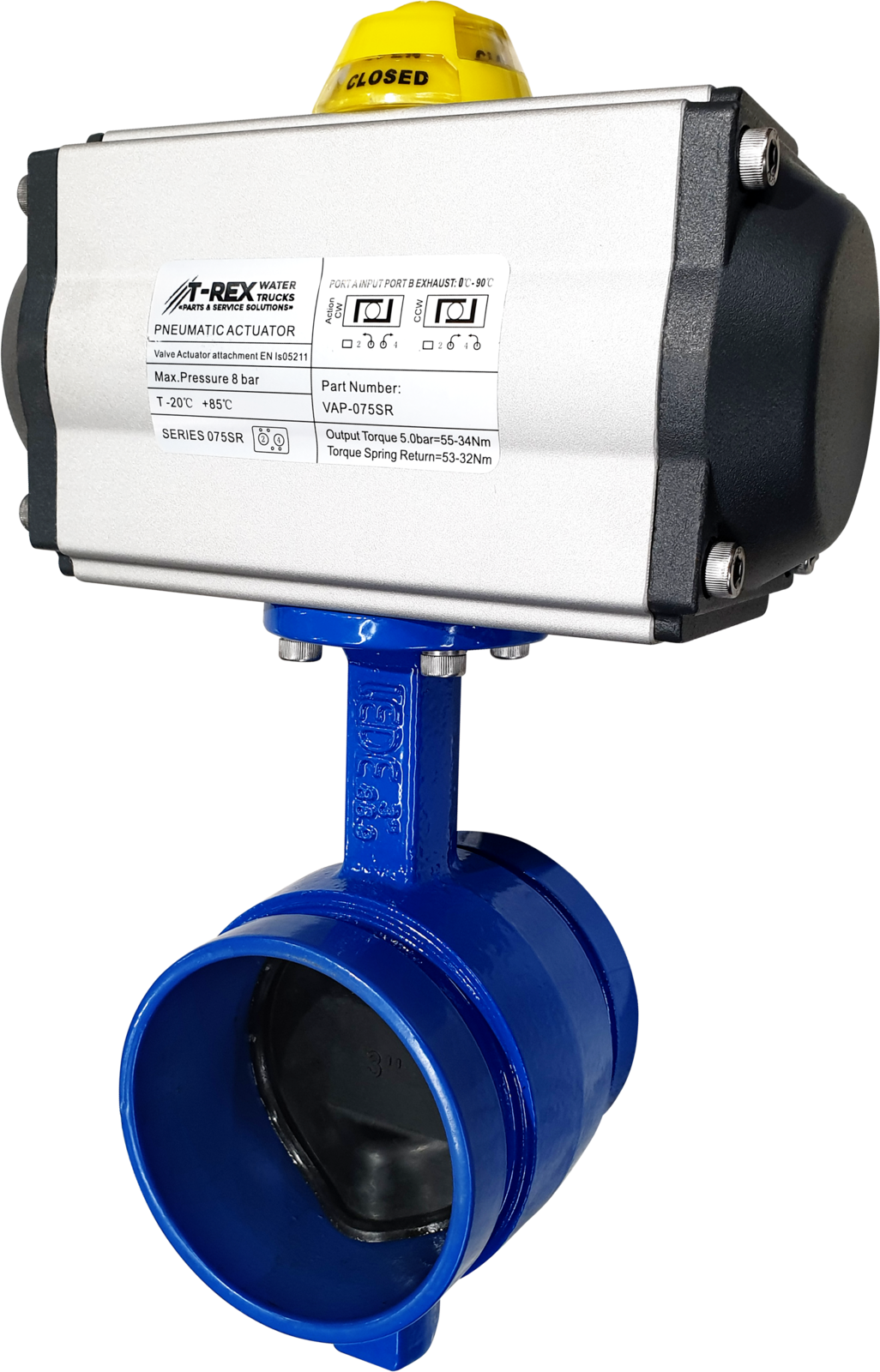Air Actuated Grooved Butterfly Valve